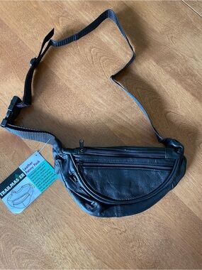 Black Leather Fanny Pack - Waist Bag - New with Tags